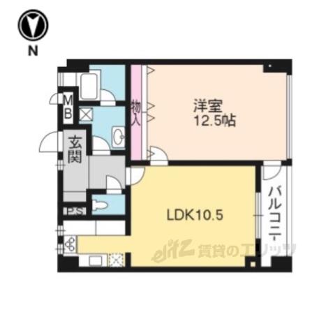 ノースCOURT(1LDK/2階)の間取り写真