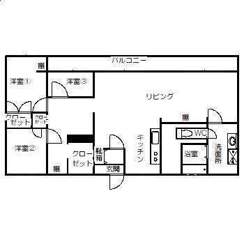 中川ビル(3LDK/3階)の間取り写真