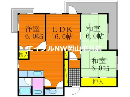 中山ビル(3LDK/2階)の間取り写真