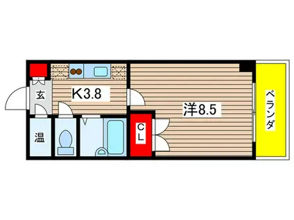 ボヌールII(1K/5階)の間取り写真