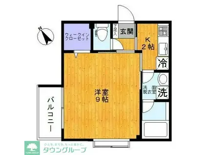 ラピスコート品川(1K/2階)の間取り写真