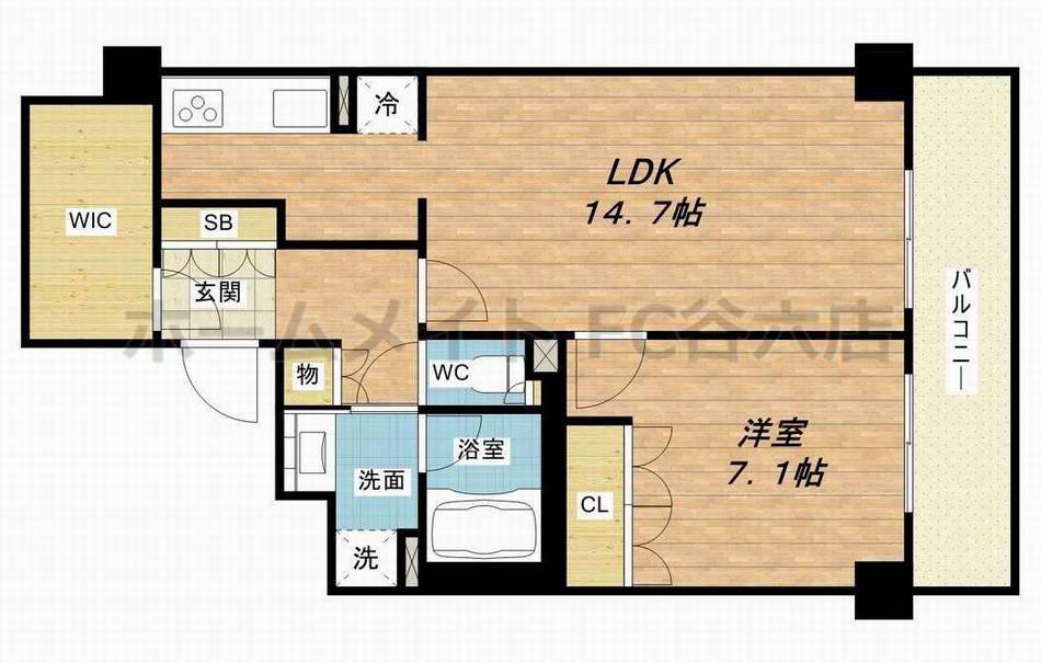 本町橋タワー(1LDK/16階)の間取り写真