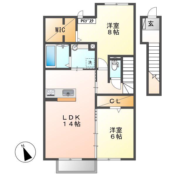 D-ROOM・SW(2LDK/2階)の間取り写真