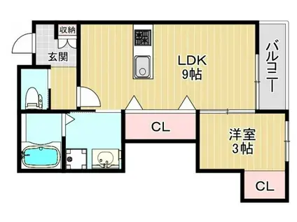 QHOUSE桑原(1LDK/2階)の間取り写真