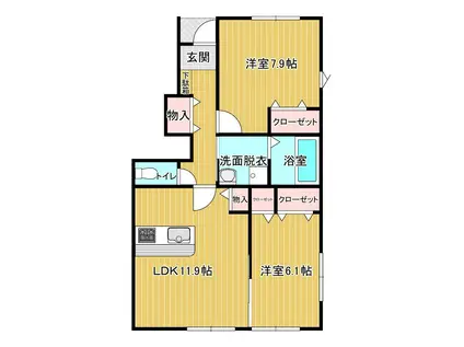 DIA MOOR III(2LDK/1階)の間取り写真