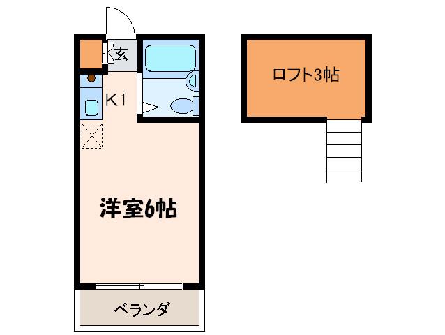 ソネット経堂(1K/2階)の間取り写真