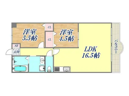 緑樹逆瀬川アーバンライフ(2LDK/3階)の間取り写真