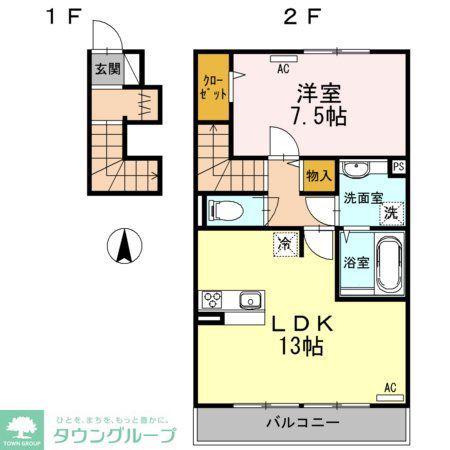 パナックスII(1LDK/2階)の間取り写真