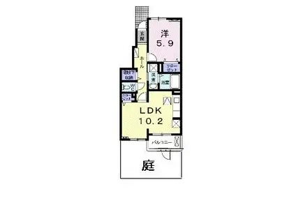 ベル フィオーレ II(1LDK/1階)の間取り写真