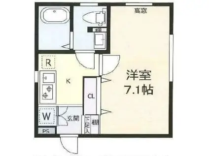 アーバンテラス(1K/1階)の間取り写真