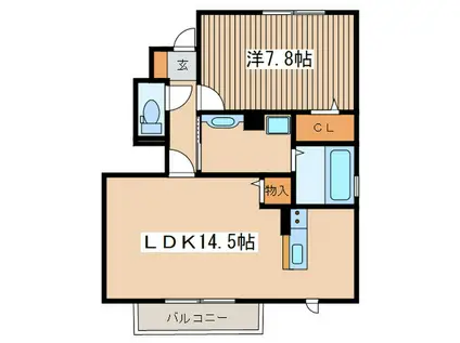 ヴェルドミールIII(1LDK/1階)の間取り写真