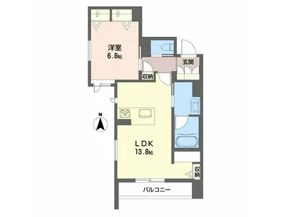 ブリリア長町(1LDK/1階)の間取り写真