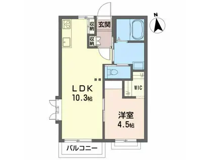 ソレイユ岩切B(1LDK/1階)の間取り写真