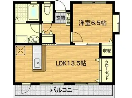 ゴールデンハイム(1LDK/1階)の間取り写真