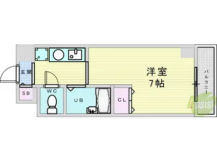 プレリュード江坂(1K/2階)の間取り写真