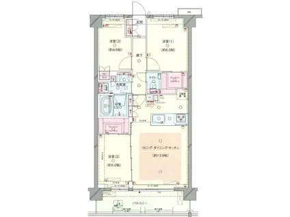 プレシス大宮ヴェルデ(3LDK/4階)の間取り写真