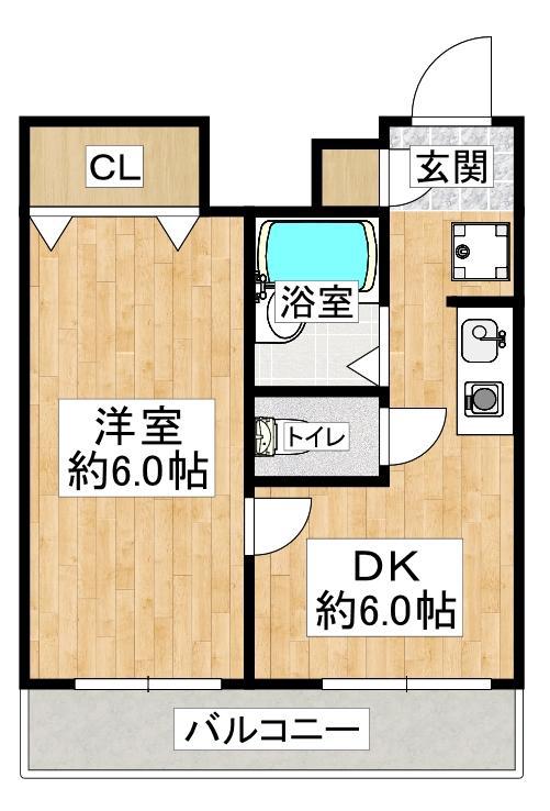 サニーパレス神陵台(1DK/3階)の間取り写真