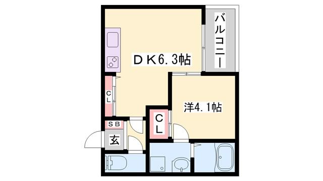 ONDINA(1DK/2階)の間取り写真