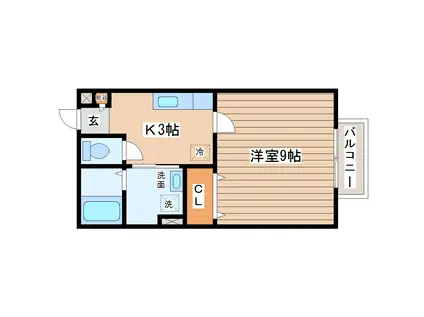 ヴィラージュ輝(1K/1階)の間取り写真