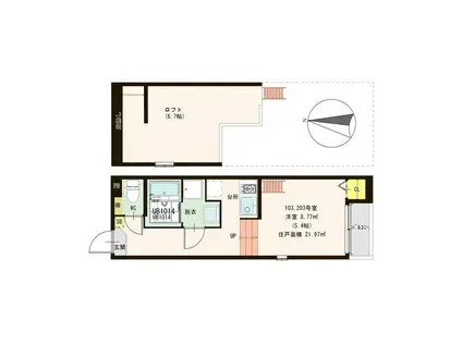 SQUAREWOOD OMIYA(1K/1階)の間取り写真