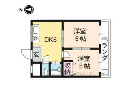 シャトー竹村1(2DK/5階)の間取り写真