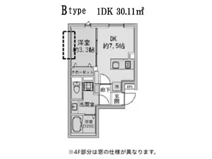 FABRIC蒲田ウエスト RESIDENCE(1DK/1階)の間取り写真