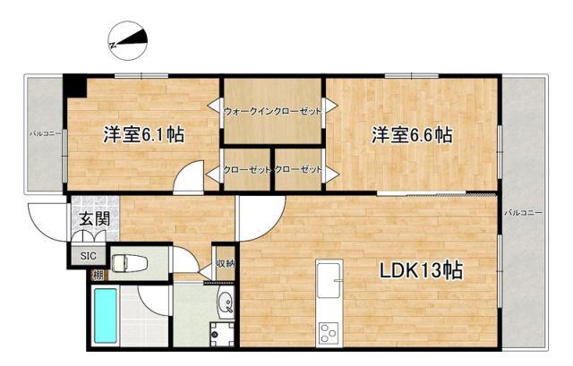 ソレイユ ルヴァン福津中央(2LDK/7階)の間取り写真