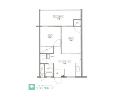 国分寺コーポラス(1LDK/5階)の間取り写真