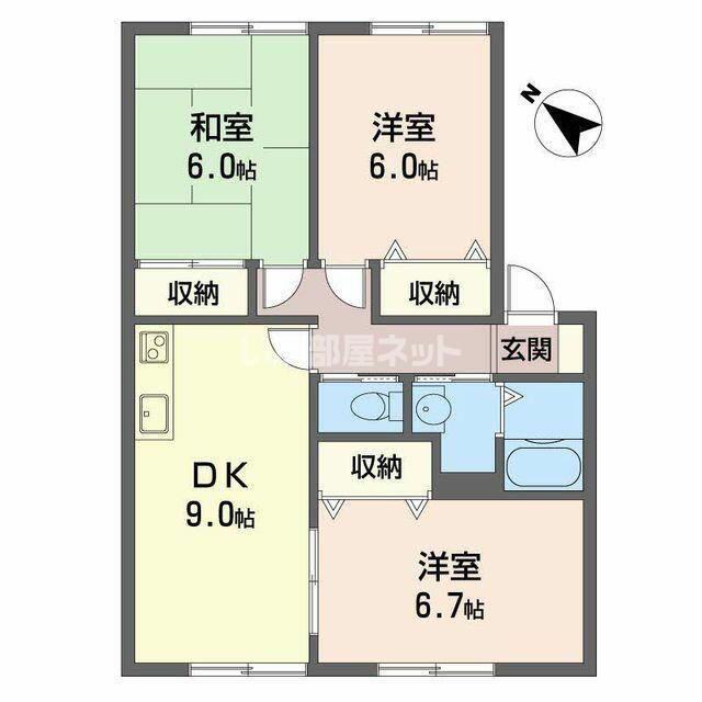 ヴィクトワール花岡 III(3DK/2階)の間取り写真