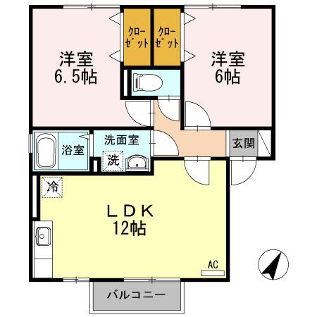 グレイスB(2LDK/2階)の間取り写真