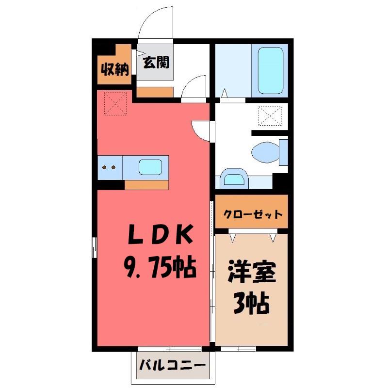グリーンハイツ(1LDK/2階)の間取り写真