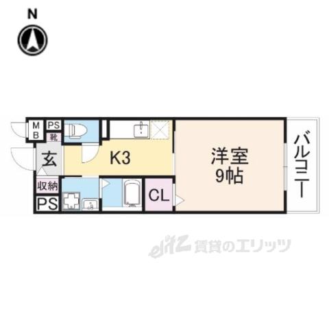 アリスト大和高田(1K/3階)の間取り写真