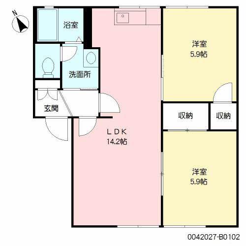 コンフォール志村B(2LDK/1階)の間取り写真