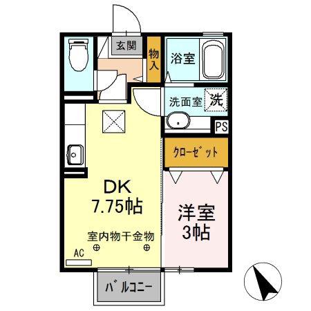ハイツボナール V(1DK/1階)の間取り写真