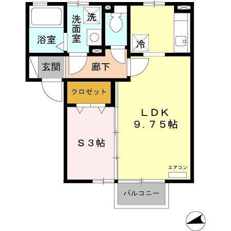 ステラ本郷(1LDK/2階)の間取り写真