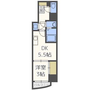 SERENITE本町REFLET(1DK/14階)の間取り写真
