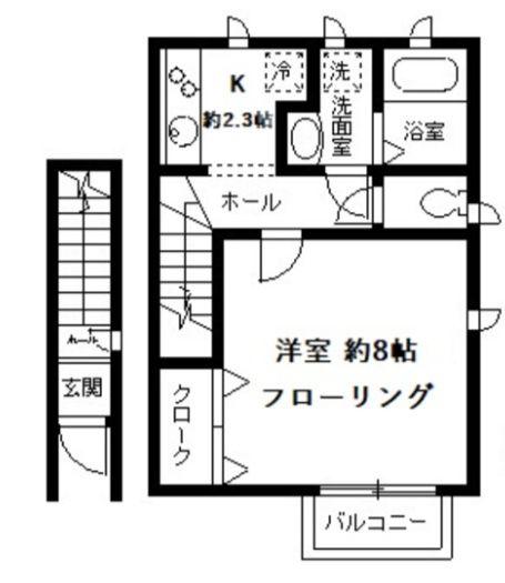 システィーナ菊川(1K/2階)の間取り写真