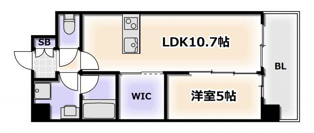 ATKレジデンス難波(1LDK/2階)の間取り写真
