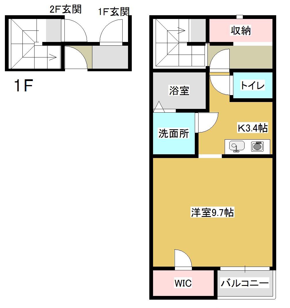 仙港SKY(1K/2階)の間取り写真