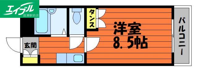 ブロードヒル II(1K/3階)の間取り写真