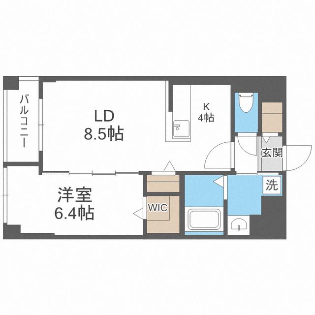 APエルテージ地行(1LDK/1階)の間取り写真