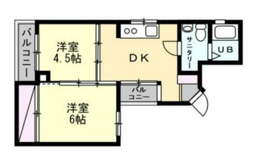 OKURAYAMAHILLS(2DK/1階)の間取り写真