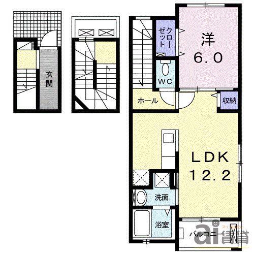 エスポワールI(1LDK/3階)の間取り写真