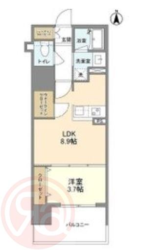 RJRプレシア南堀江(1LDK/12階)の間取り写真