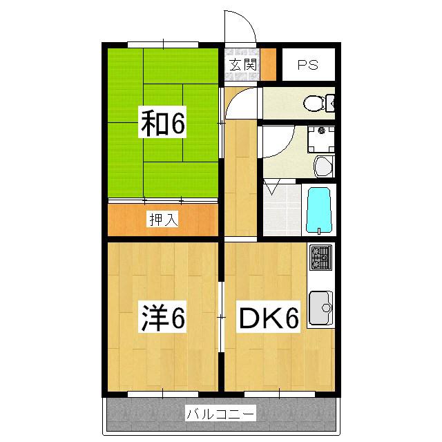 ファミーユ芦田(2DK/3階)の間取り写真