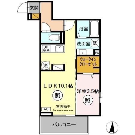 メゾングレイス(1LDK/2階)の間取り写真