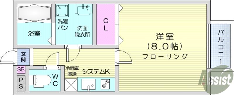 リムプラート南光台(1K/2階)の間取り写真