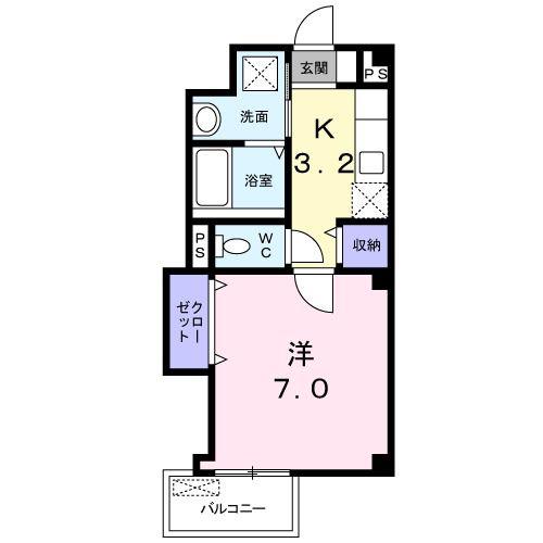 アウローラ(1K/2階)の間取り写真
