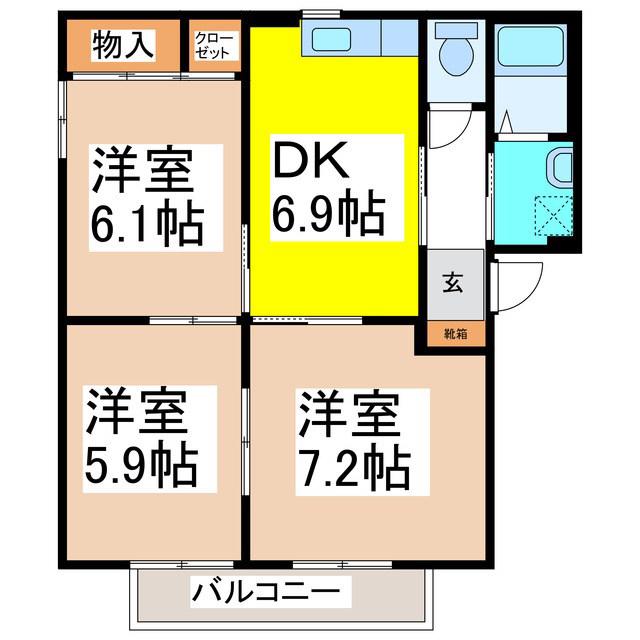 JOYTA(3DK/1階)の間取り写真