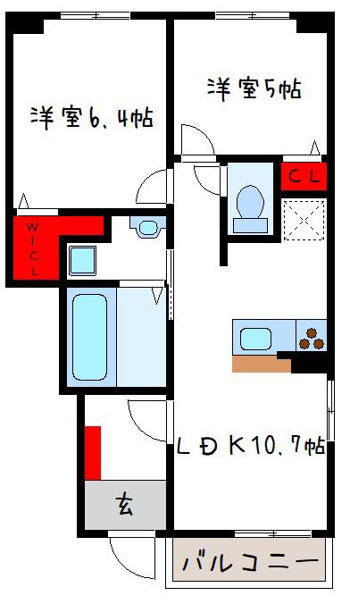 玉串町2丁目アパート(2LDK/1階)の間取り写真